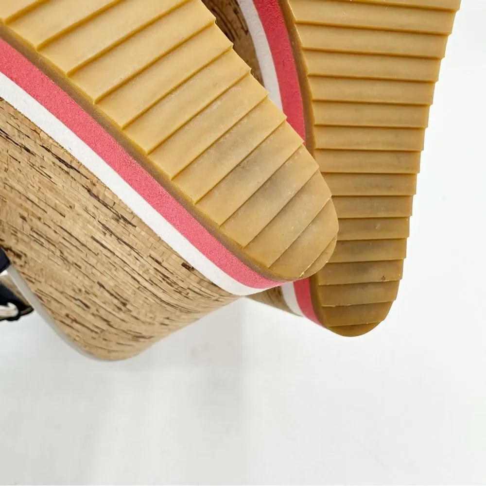 RED Saks Fifth Avenue Dana Wedge Sandal  Leather Cork Platform EU 41 US‎ 10.5